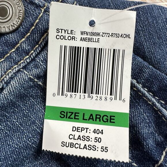 NEW Wallflower Overalls Sz Large Blue Crop Jeans Denim Pants Farmer Bib 33x26 - Picture 8 of 11